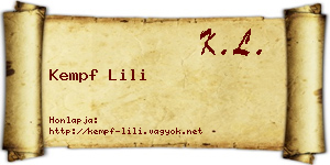 Kempf Lili névjegykártya